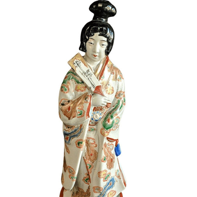 c.1880 Meiji Period Japanese Kutani Geisha Figure 10 3/8" - Estate Fresh Austin