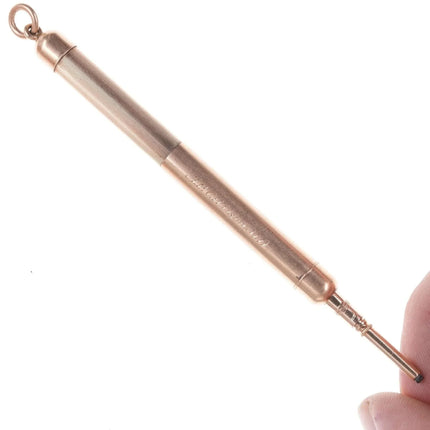 c1880 Robbins Clark & Biddle 14k gold retractable pendant physician's pencil - Estate Fresh Austin