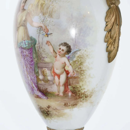 c1880 Sevres Style Hand Painted Bronze Mounted Garniture x - Estate Fresh Austin