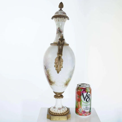 c1880 Sevres Style Hand Painted Bronze Mounted Garniture x - Estate Fresh Austin