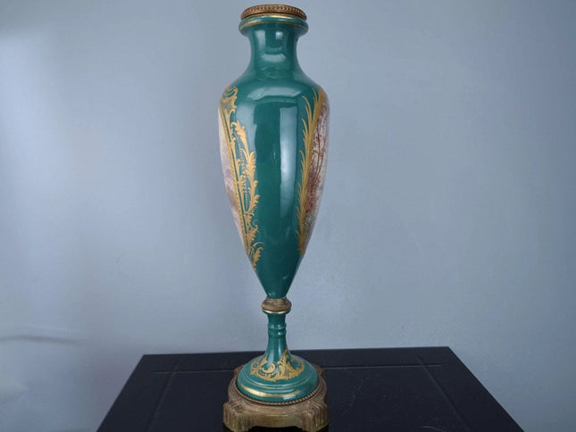 c1880 Sevres Style Hand Painted Bronze Mounted Garniture - Estate Fresh Austin