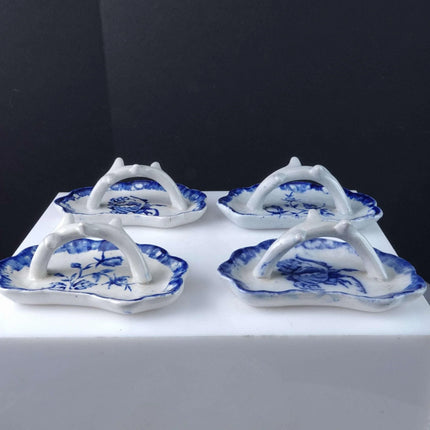 c1880 Staffordshire Flow blue Transferware Knife Rest Set of 4 - Estate Fresh Austin