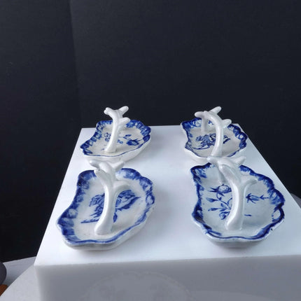 c1880 Staffordshire Flow blue Transferware Knife Rest Set of 4 - Estate Fresh Austin