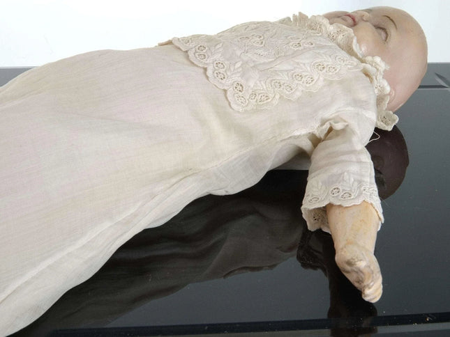 c1880 Wax Head doll in Christening Dress - Estate Fresh Austin