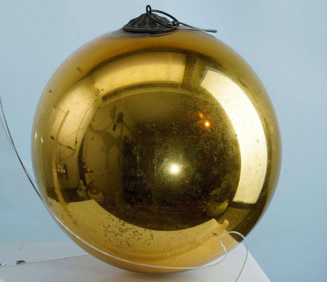 c1880's 7.5" Antique Kugel Christmas ornament Mercury glass ball - Estate Fresh Austin