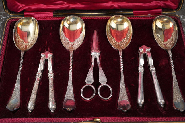 c1880's Allen & Darwin Boxed Nutcracker/Grape Shears/Serving spoon set Sheffield - Estate Fresh Austin