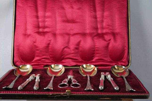 c1880's Allen & Darwin Boxed Nutcracker/Grape Shears/Serving spoon set Sheffield - Estate Fresh Austin