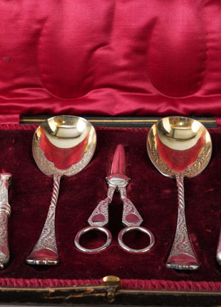 c1880's Allen & Darwin Boxed Nutcracker/Grape Shears/Serving spoon set Sheffield - Estate Fresh Austin