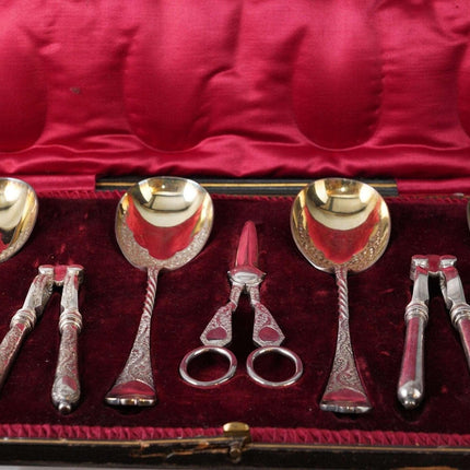 c1880's Allen & Darwin Boxed Nutcracker/Grape Shears/Serving spoon set Sheffield - Estate Fresh Austin