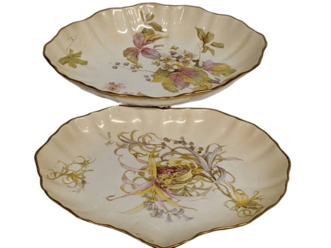 c1884 Royal Doulton Botanical Desert Serving pieces 2 pc - Estate Fresh Austin