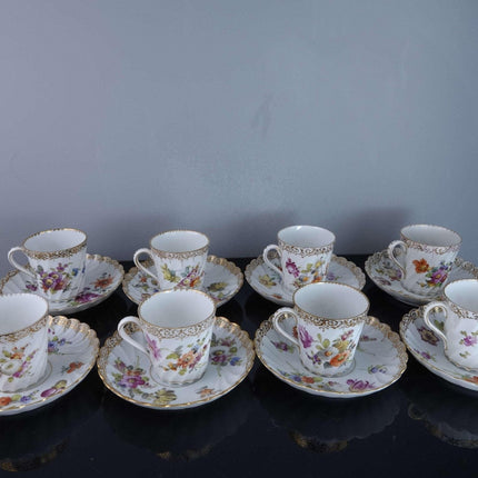 c1890 8 Dresden Demitasse Espresso Cups and Saucers Turkish Coffee - Estate Fresh Austin