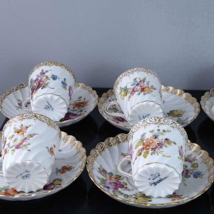 c1890 8 Dresden Demitasse Espresso Cups and Saucers Turkish Coffee - Estate Fresh Austin