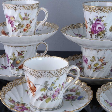 c1890 8 Dresden Demitasse Espresso Cups and Saucers Turkish Coffee - Estate Fresh Austin