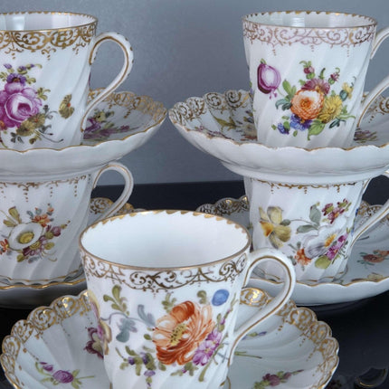 c1890 8 Dresden Demitasse Espresso Cups and Saucers Turkish Coffee - Estate Fresh Austin