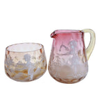 c1890 Amberina Mary Gregory Style Hand Painted Creamer and Sugar - Estate Fresh Austin