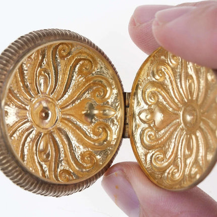 c1890 American Sterling repousse Pendant/Chatelaine trinket/pill box gold gilt - Estate Fresh Austin