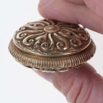 c1890 American Sterling repousse Pendant/Chatelaine trinket/pill box gold gilt - Estate Fresh Austin