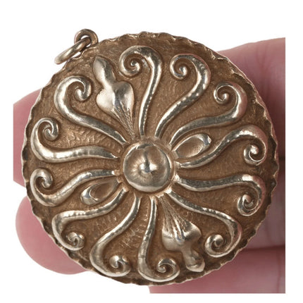 c1890 American Sterling repousse Pendant/Chatelaine trinket/pill box gold gilt - Estate Fresh Austin
