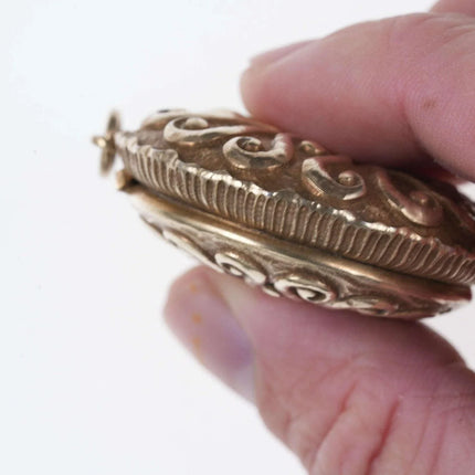 c1890 American Sterling repousse Pendant/Chatelaine trinket/pill box gold gilt - Estate Fresh Austin