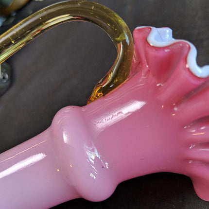 c1890 Antique Bohemian Art Glass Pink glossy Peachblow Style Ewers - Estate Fresh Austin