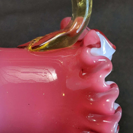 c1890 Antique Bohemian Art Glass Pink glossy Peachblow Style Ewers - Estate Fresh Austin