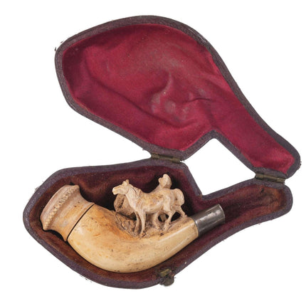 c1890 Antique Carved Meerschaum Pipe with horses - Estate Fresh Austin