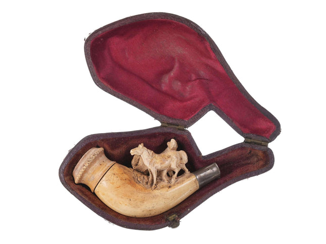 c1890 Antique Carved Meerschaum Pipe with horses - Estate Fresh Austin