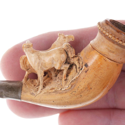 c1890 Antique Carved Meerschaum Pipe with horses - Estate Fresh Austin