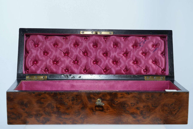 c1890 Antique French Marquetry Brass/mother of pearl inlaid Jewel casket - Estate Fresh Austin
