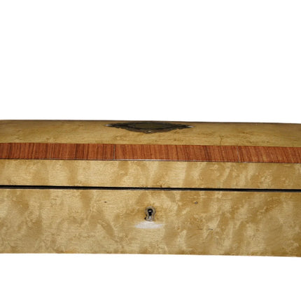 c1890 Antique French Marquetry glove box with brass/mother of pearl inlay - Estate Fresh Austin