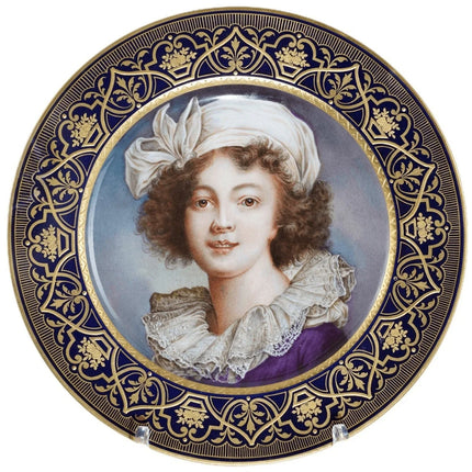 c1890 Antique Pirkenhammer hand painted porcelain cabinet plate depicting Elisab - Estate Fresh Austin
