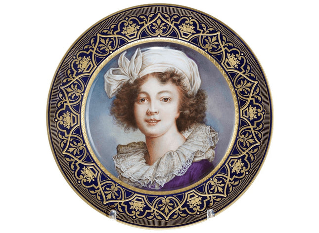 c1890 Antique Pirkenhammer hand painted porcelain cabinet plate depicting Elisab - Estate Fresh Austin