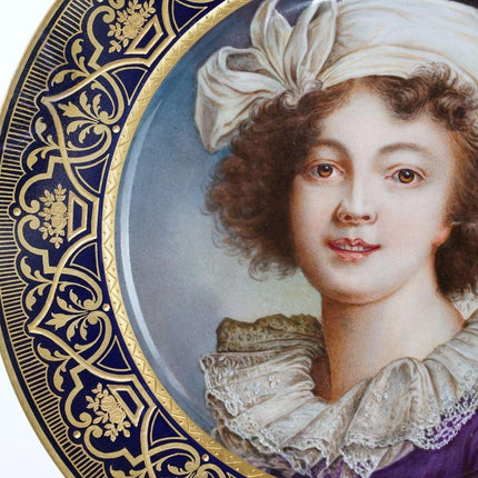 c1890 Antique Pirkenhammer hand painted porcelain cabinet plate depicting Elisab - Estate Fresh Austin