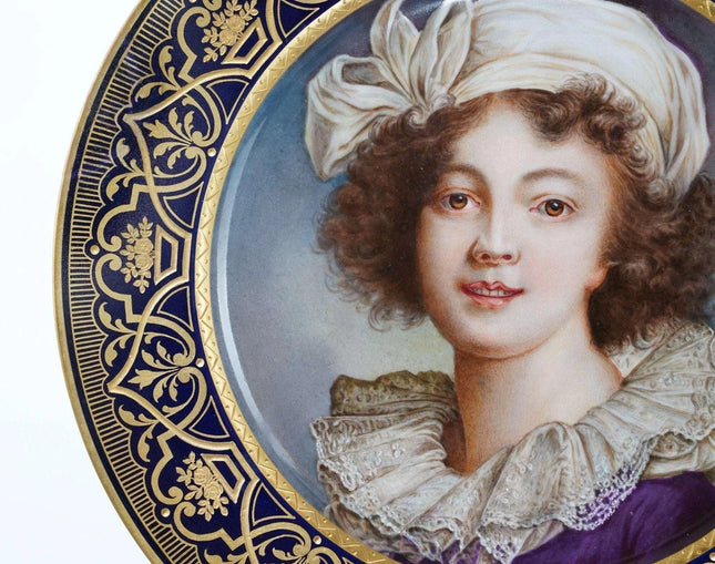 c1890 Antique Pirkenhammer hand painted porcelain cabinet plate depicting Elisab - Estate Fresh Austin