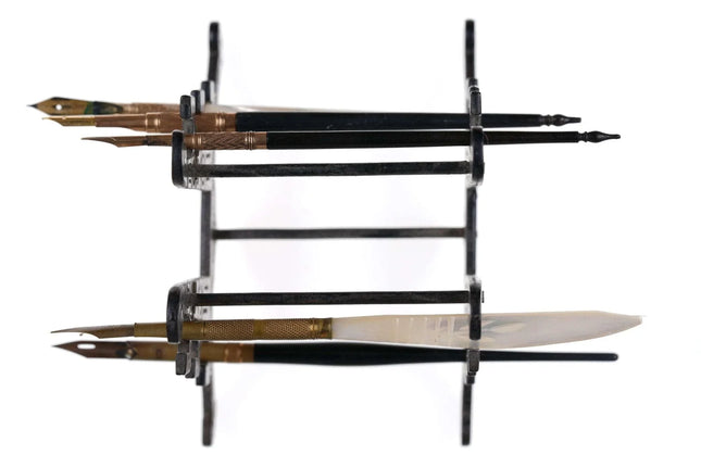c1890 Banker's Dip Pen Stand with Mother of pearl calligraphy pens - Estate Fresh Austin
