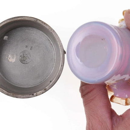 c1890 Cased opaline toothpick in silverplate holder - Estate Fresh Austin