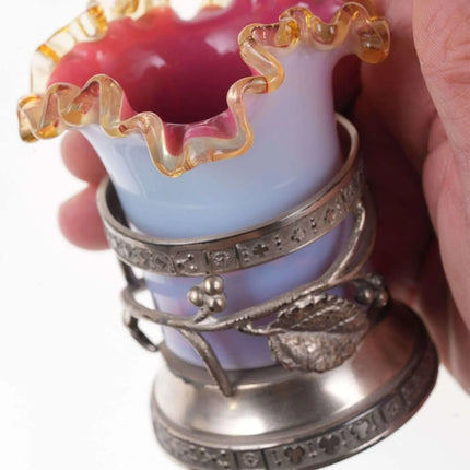 c1890 Cased opaline toothpick in silverplate holder - Estate Fresh Austin