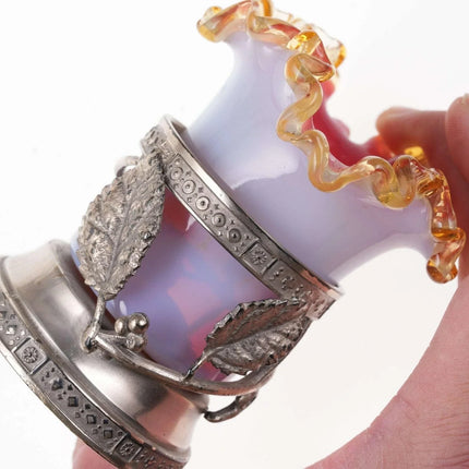 c1890 Cased opaline toothpick in silverplate holder - Estate Fresh Austin