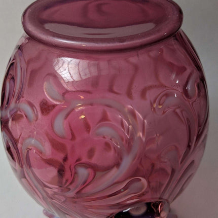 c1890 Cranberry Opalescent Buttons n Braids Water Pitcher - Estate Fresh Austin