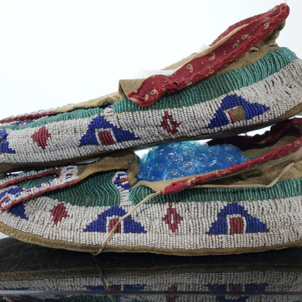 c1890 Crow Native American Beaded Moccasins - Estate Fresh Austin