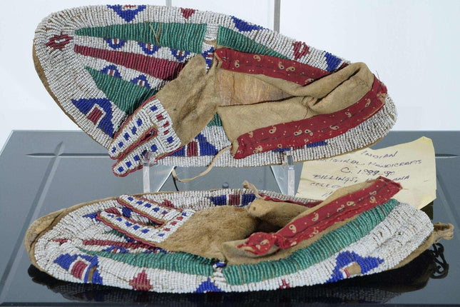 c1890 Crow Native American Beaded Moccasins - Estate Fresh Austin
