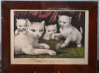 c1890 Currier and Ives Cats Hand Colored Lithograph 