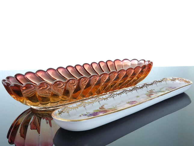 c1890 Dresden and Baccarat Celery Dishes/Pencil holders - Estate Fresh Austin