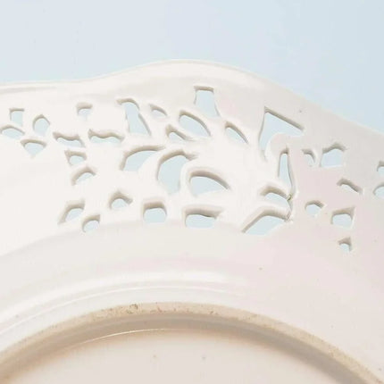 c1890 Dresden Flowers Hand Painted 10" Reticulated Raised gold plates - Estate Fresh Austin