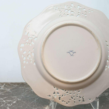 c1890 Dresden Flowers Hand Painted 10" Reticulated Raised gold plates - Estate Fresh Austin