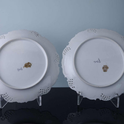 c1890 Dresden Pierced Reticulated Cake Stand and two plates - Estate Fresh Austin