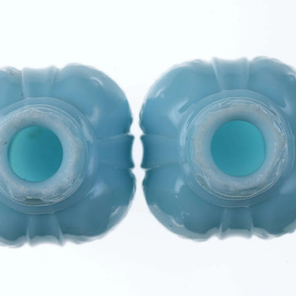 c1890 Fish Form Blue Milk glass salt and pepper set - Estate Fresh Austin