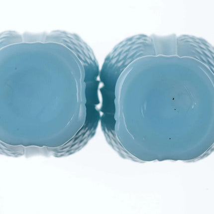 c1890 Fish Form Blue Milk glass salt and pepper set - Estate Fresh Austin