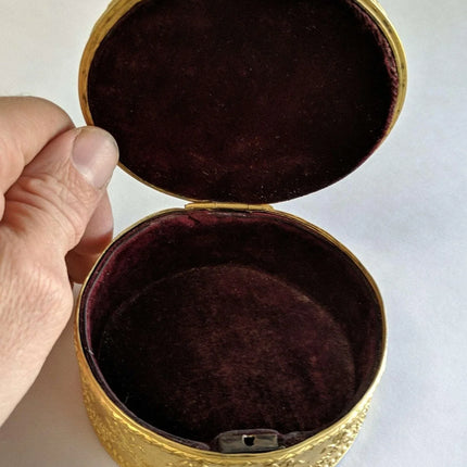 c1890 French Gilt Bronze Mounted French Enamel Portrait Plaque Jewelry Box - Estate Fresh Austin