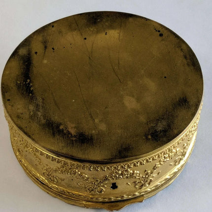 c1890 French Gilt Bronze Mounted French Enamel Portrait Plaque Jewelry Box - Estate Fresh Austin